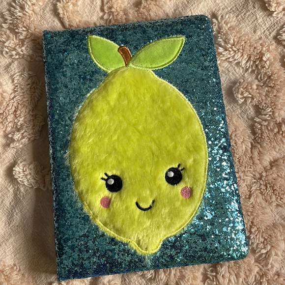 Cute Fuzzy Lemon Glitter Notebook🍋💙 - Picture 6 of 6